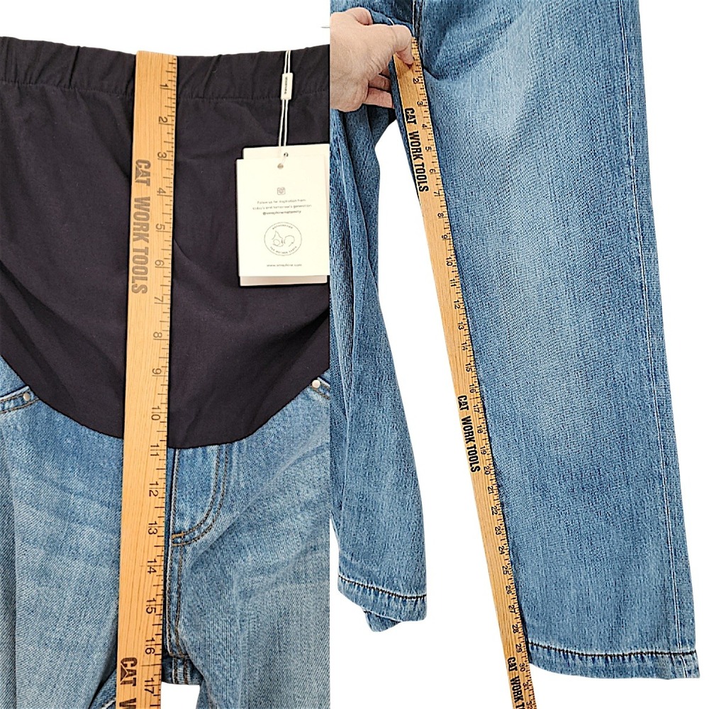 Seraphine Wide Leg Jeans 8 Wom Emmett Light Blue Mid Bump Tencel Maternity Denim - Picture 8 of 14